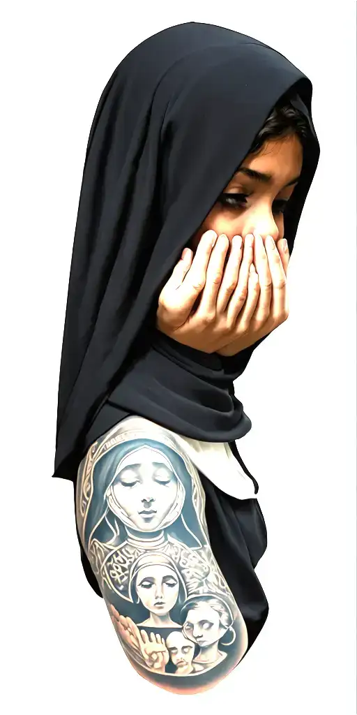 Sonder- vertical left tricepSee hear speak no evil w nuns w tats-forearm leftMylo paw print n name-neck?Faceless w ma tattoo design idea