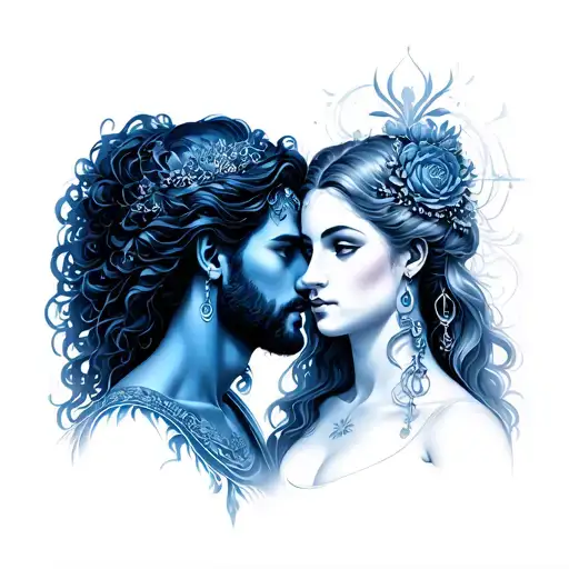 man aquarius,women libra,couple,set,warior,black,blue,amazing,love tattoo design idea