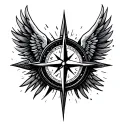 compass half demon angel wings tattoo design idea