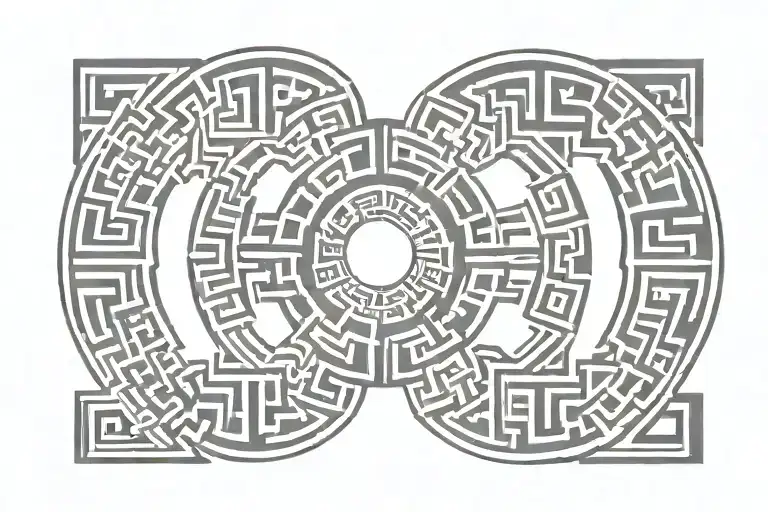 Greek key within one circle band tattoo design idea