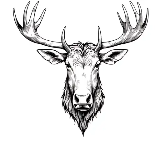 moose head tattoo design idea