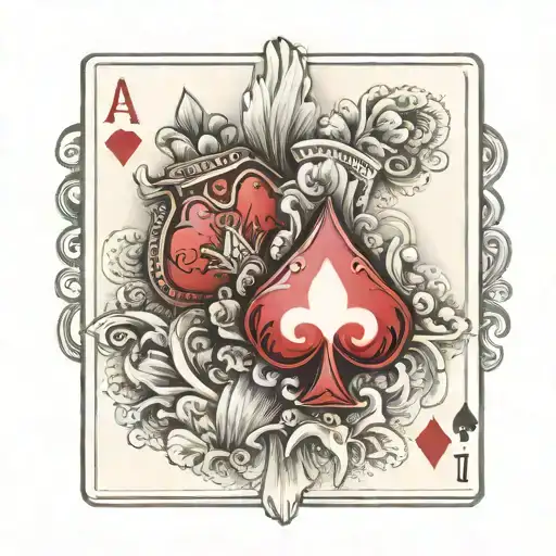 2 of hearts playing card next to a 7 of diamonds playing card tattoo design idea