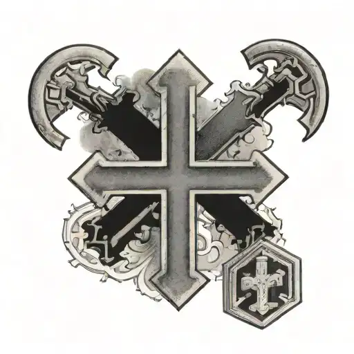 Jerusalem Cross with U.S Army Soldier tattoo design idea