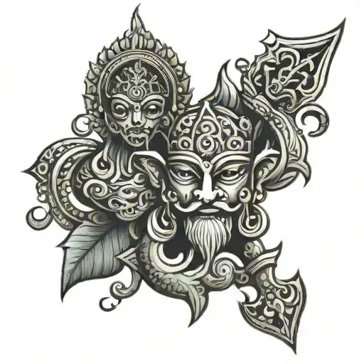 trishul and damru tattoo design idea
