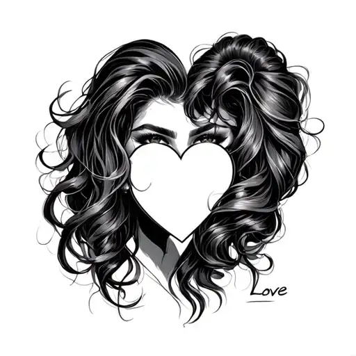 Love, lesbian, black, 3/29/23, heart, Felicia, Wendy tattoo design idea