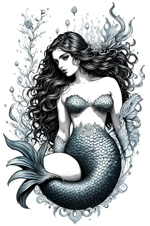 mermaid tattoo design idea