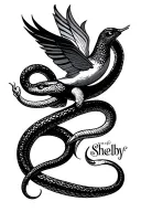 "Shelby Jo" serpent and dove looking tattoo design idea