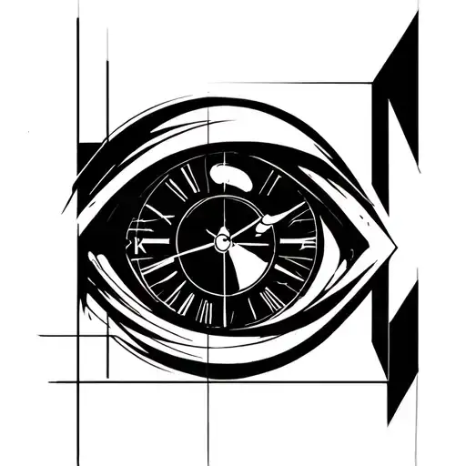 anime eyes with clock inside tattoo design idea
