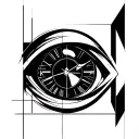 anime eyes with clock inside tattoo design idea