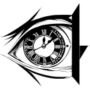 anime eyes with clock inside tattoo design idea