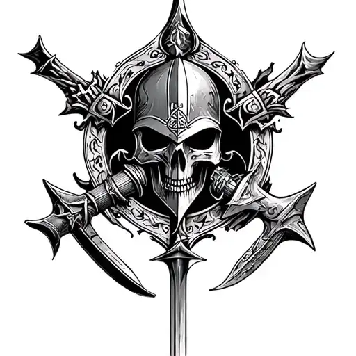 Create a tattoo in black and white in a realistic, dark fantasy and gothic style for the forearm. Theme are templar knig tattoo design idea