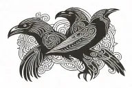 skaldic raven of odin god symmetry tattoo design idea