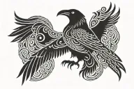 skaldic raven of odin god symmetry tattoo design idea