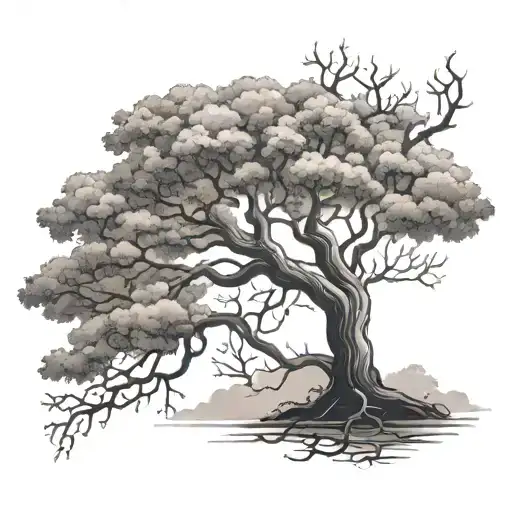 posion tree with never give up tattoo design idea