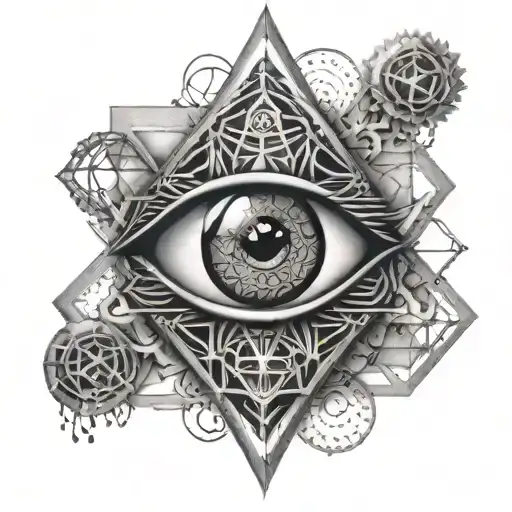 metatrons cube eye inside tattoo design idea