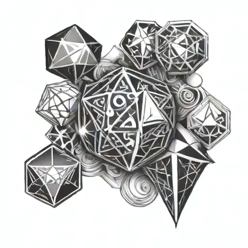 pentagons with game symbols in it tattoo design idea