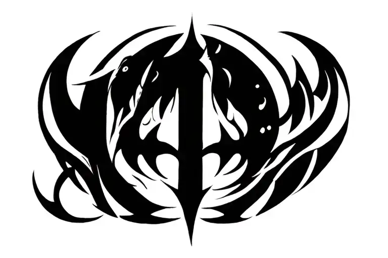 Evil Number 4 Moon tattoo design idea