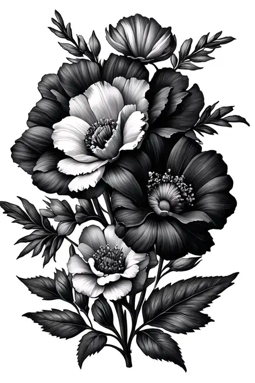 October and may birth flowers wrapping tattoo design idea