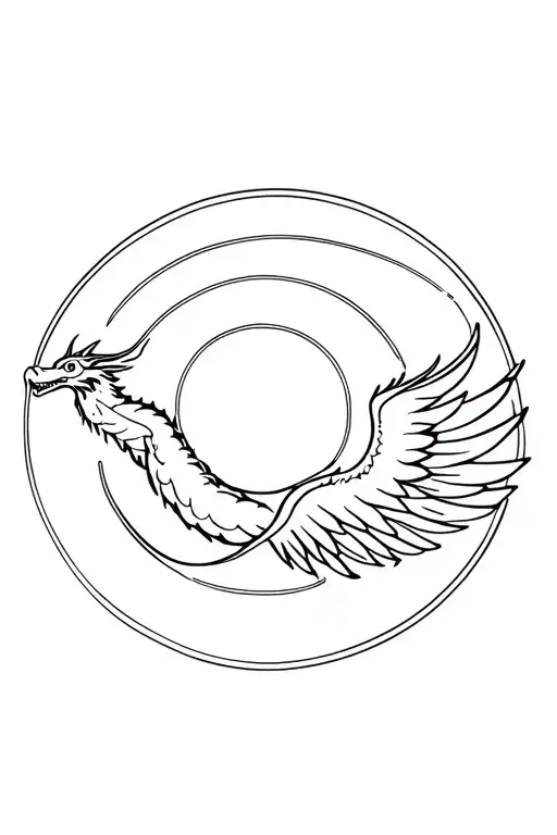 Winged dragon with sun made tattoo design idea