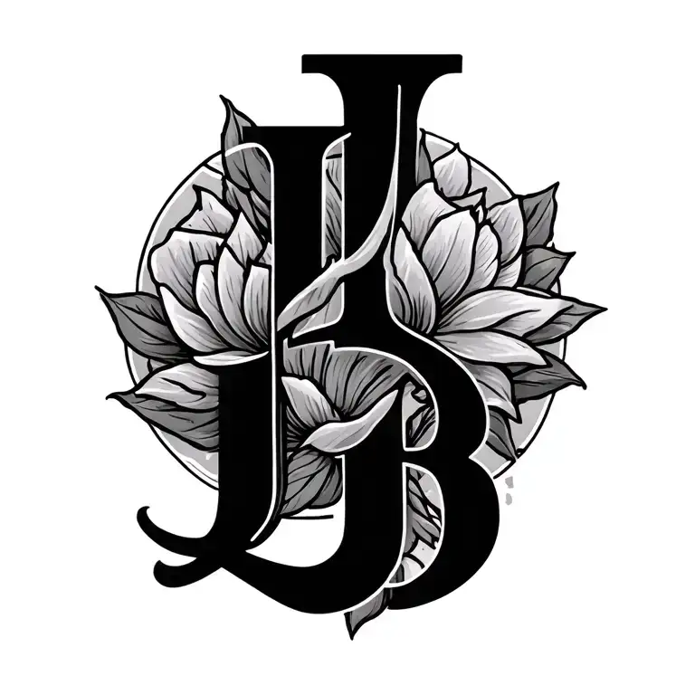 cursive letters J, L, and B together along tattoo design idea