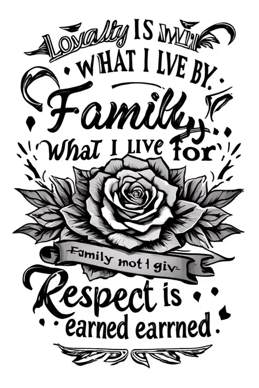 forearm tatto design with written doen ''loyalty is what i live by. Family is what i live for. respect is earned not giv tattoo design idea