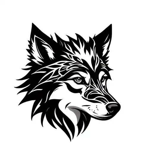 spirit wolf 13 and 7 moon dark side tattoo design idea