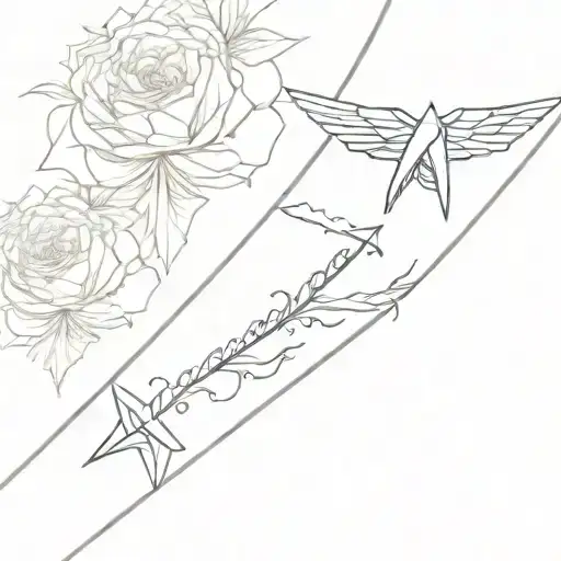 scroll and paper airplane and bracelet and I survived  tattoo design idea