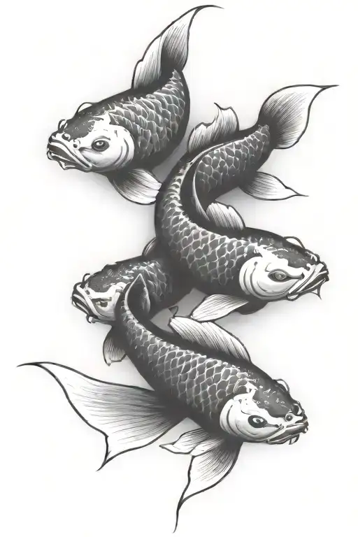 three koi fish swimming together tattoo design idea