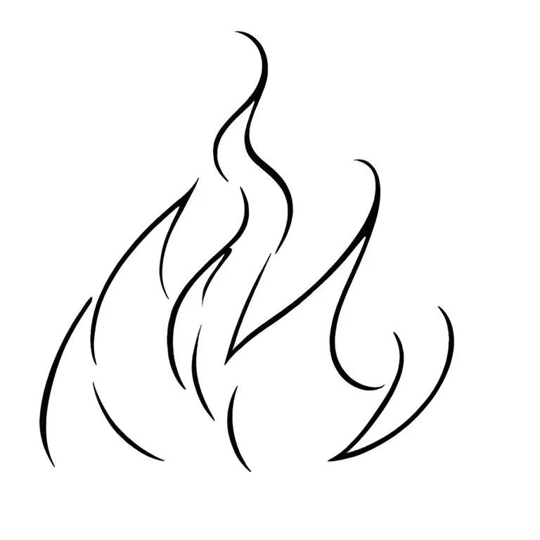 line art flame with an offset duplicate tattoo design idea