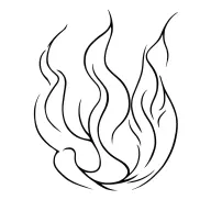 line art flame with an offset duplicate tattoo design idea