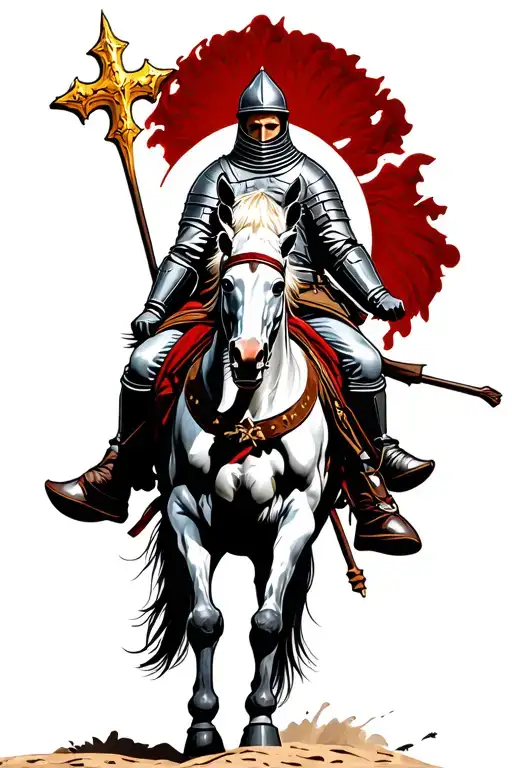 templar knight riding a horse tattoo design idea