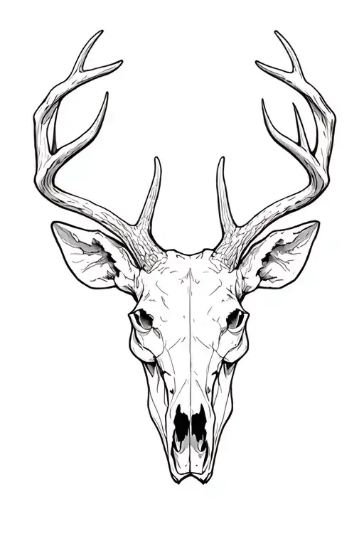 mule deer buckskull tattoo design idea