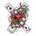 forearm tattoo automotive and poker cards tattoo design idea