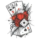 forearm tattoo automotive and poker cards tattoo design idea