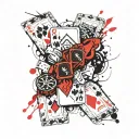 forearm tattoo automotive and poker cards tattoo design idea
