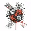 forearm tattoo automotive and poker cards tattoo design idea