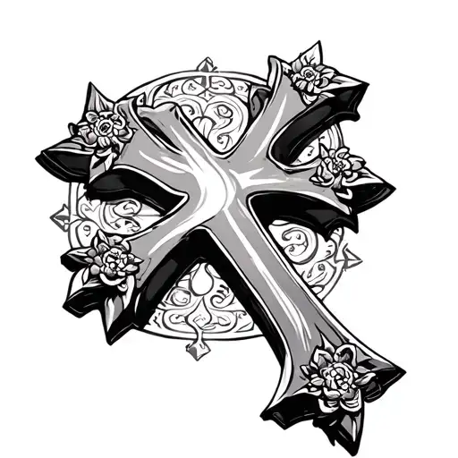 Eastern Orthodox Cross with no background for Hand Tattoo tattoo design idea