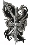 sword from elden ring videogame tattoo design idea
