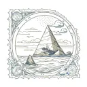 triangle postage stamp including ocean scene in Costa Rica tattoo design idea