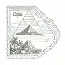 triangle postage stamp including ocean scene in Costa Rica tattoo design idea
