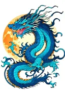 dragon tattoo moon cloud tattoo design idea