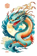 dragon tattoo moon cloud tattoo design idea