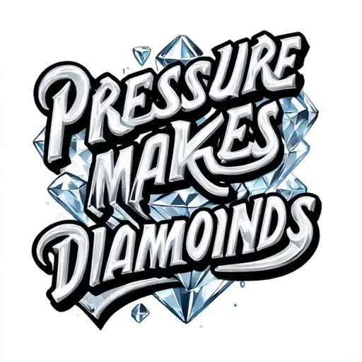 pressure makes diamonds text tattoo design idea