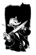 a malicious donald duck attacks with a knife tattoo design idea
