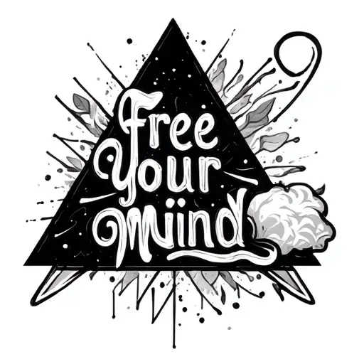 "Free Your Mind" triangle shape tattoo design idea