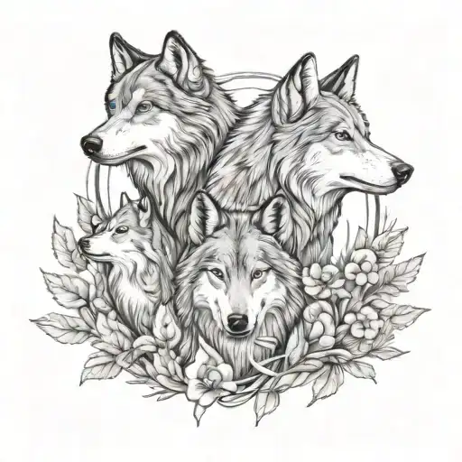 I would like to get a tattoo that represents family, we are three children so I want three wolves tattoo design idea