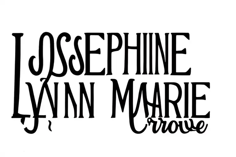 "Josephine Lynn Marie Crowe" cursive font The letters tattoo design idea
