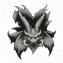 Bite mark with dragon wings spread tattoo design idea