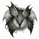 Bite mark with dragon wings spread tattoo design idea