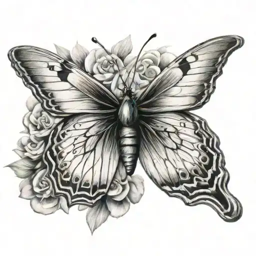 3d realistic butterfly flying tattoo design idea